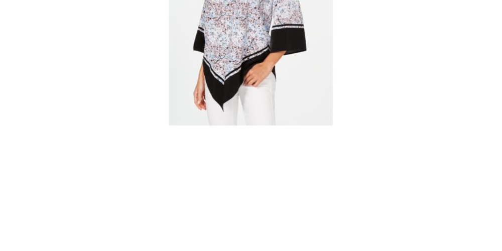 Blusa poncho estampada feminina Alfani azul tamanho pequeno G