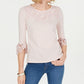Blusa feminina Charter Club com manga sino bordada, rosa, tamanho PSM