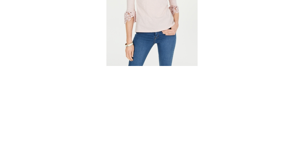 Blusa feminina Charter Club com manga sino bordada, rosa, tamanho PSM