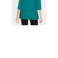 Karen Scott Blusa de malha feminina de algodão com decote canoa e manga 3/4, verde, tamanho pequeno