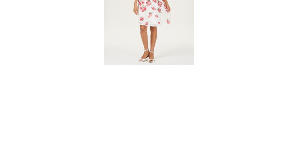 Vestido feminino Charter Club com ajuste evasê e renda, branco, tamanho P