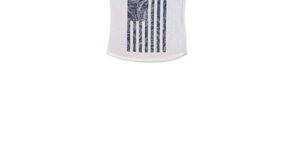 Camiseta feminina estampada com manga curta e decote redondo, tamanho X-G, estilo &amp; Co., branca