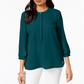 Blusa plissada feminina com botões, azul-petróleo, tamanho XS, da coleção JM
