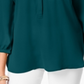 Blusa plissada feminina com botões, azul-petróleo, tamanho XS, da coleção JM