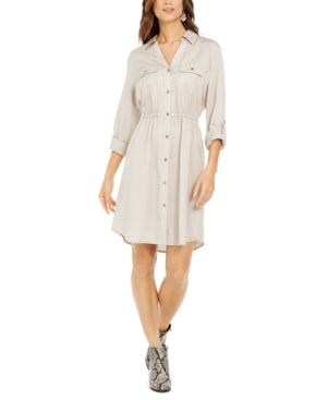 Vestido-camisa utilitário liso feminino Style &amp; Co., cinza, tamanho X-S