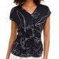 Blusa feminina Alfani com frente torcida, azul, tamanho M