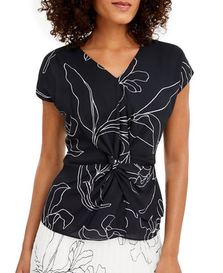 Blusa feminina Alfani com frente torcida, azul, tamanho M