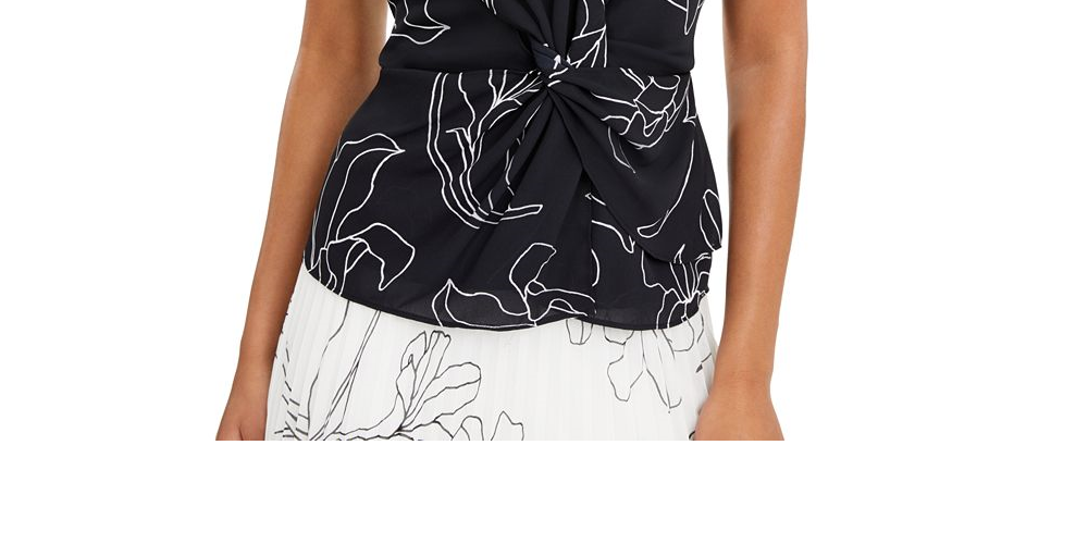 Blusa feminina Alfani com frente torcida, azul, tamanho M