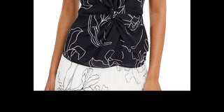 Blusa feminina Alfani com frente torcida, azul, tamanho M