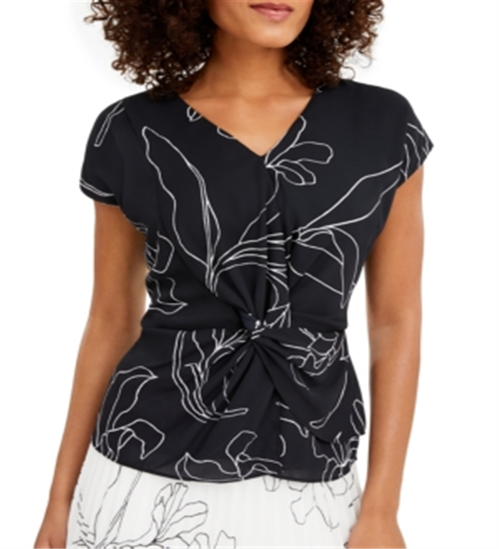 Blusa feminina Alfani com frente torcida, azul, tamanho M