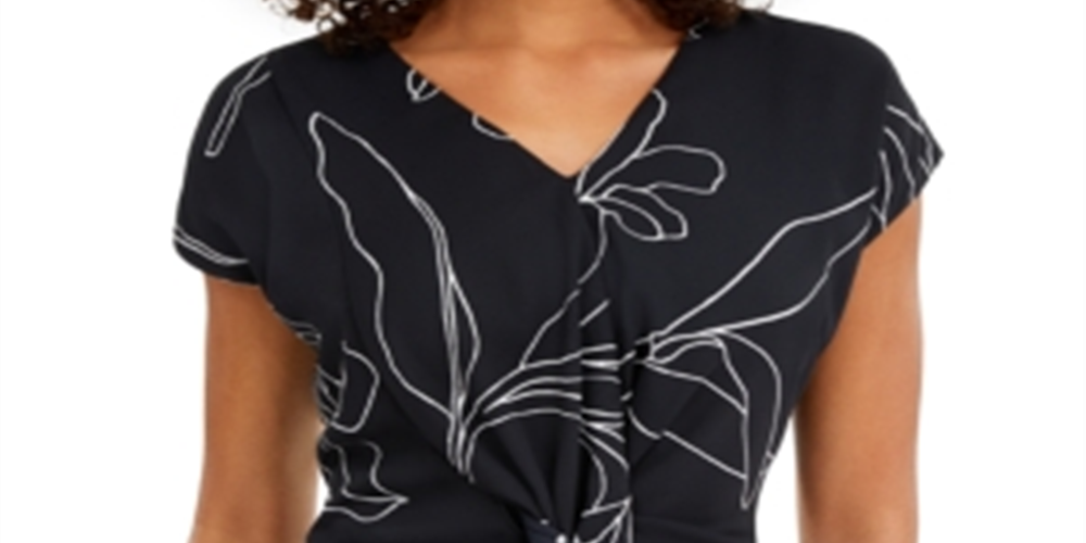 Blusa feminina Alfani com frente torcida, azul, tamanho M