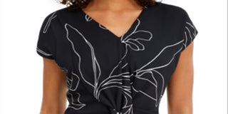 Blusa feminina Alfani com frente torcida, azul, tamanho M