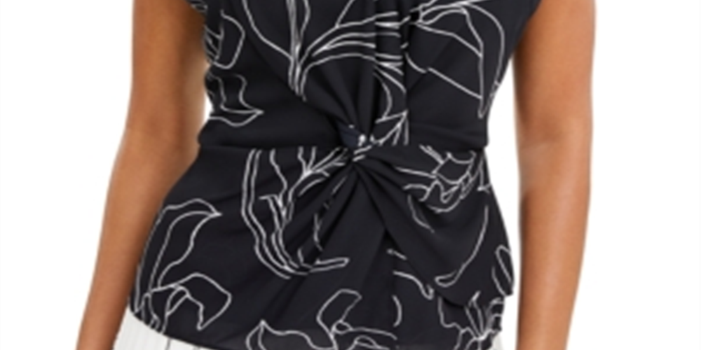 Blusa feminina Alfani com frente torcida, azul, tamanho M