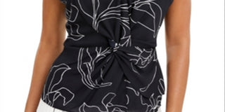 Blusa feminina Alfani com frente torcida, azul, tamanho M