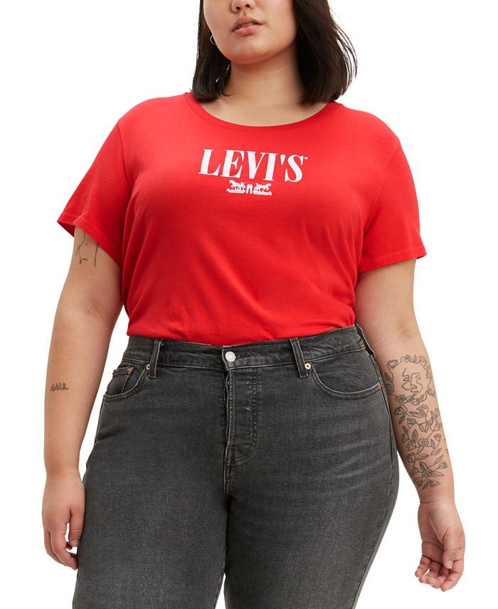 Camiseta Levi's Feminina Logo Vermelha Tamanho 2X