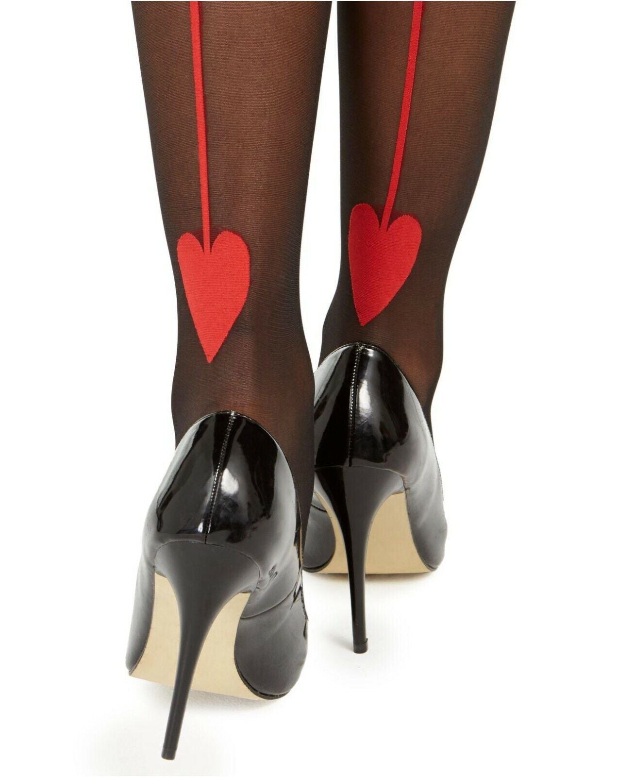 Meia-calça feminina INC International Concepts com costura traseira e coração, preta, tamanho X-S