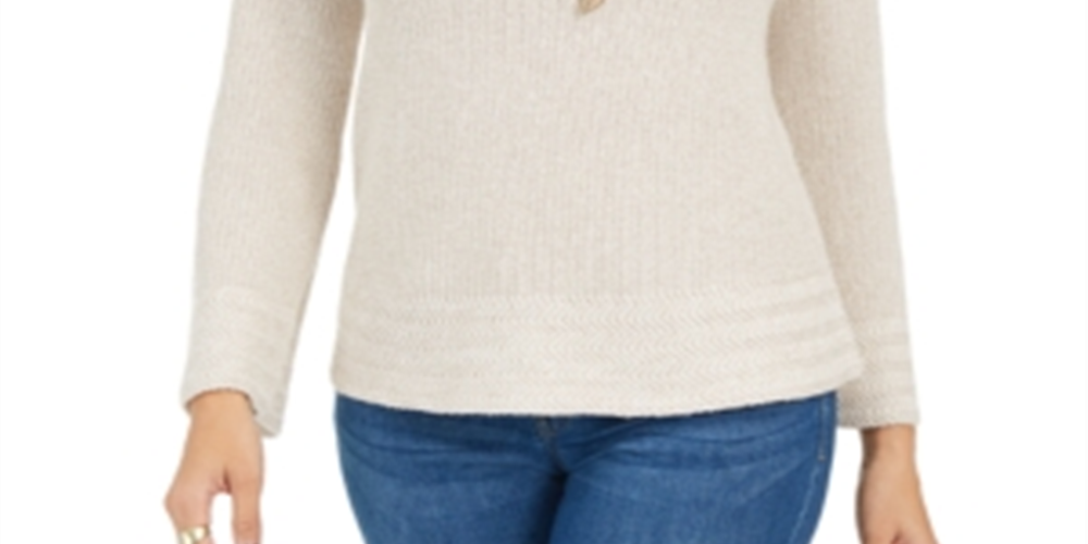 Suéter feminino estilo &amp; co com pontos mistos, marrom, tamanho pequeno médio
