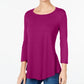 JM Collection Top Feminino Manga 3/4 Lisa Roxo Maduro Tamanho Pequeno Médio