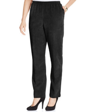 Calça feminina clássica de veludo cotelê Alfred Dunner, preta, tamanho 12-P