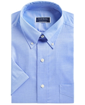 Camisa social masculina Club Room Pin Point resistente a rugas, azul, tamanho 14,5