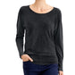 JM Collection Top Feminino com Manga Dolman e Rebites, Preto, Tamanho X-S