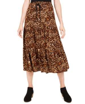 Saia midi feminina com estampa de chita Style &amp; Co, marrom, tamanho pequeno, extragrande