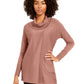 Suéter feminino JM Collection com gola alta e capuz, rosa, tamanho extragrande