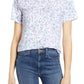 Camisetas femininas Lucky Brand, camiseta floral, branca, tamanho médio