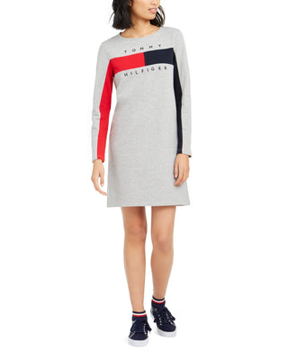 Vestido Camiseta Tommy Hilfiger Mini Logo Feminino Cinza Tamanho XS