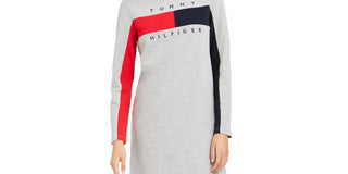 Vestido Camiseta Tommy Hilfiger Mini Logo Feminino Cinza Tamanho XS