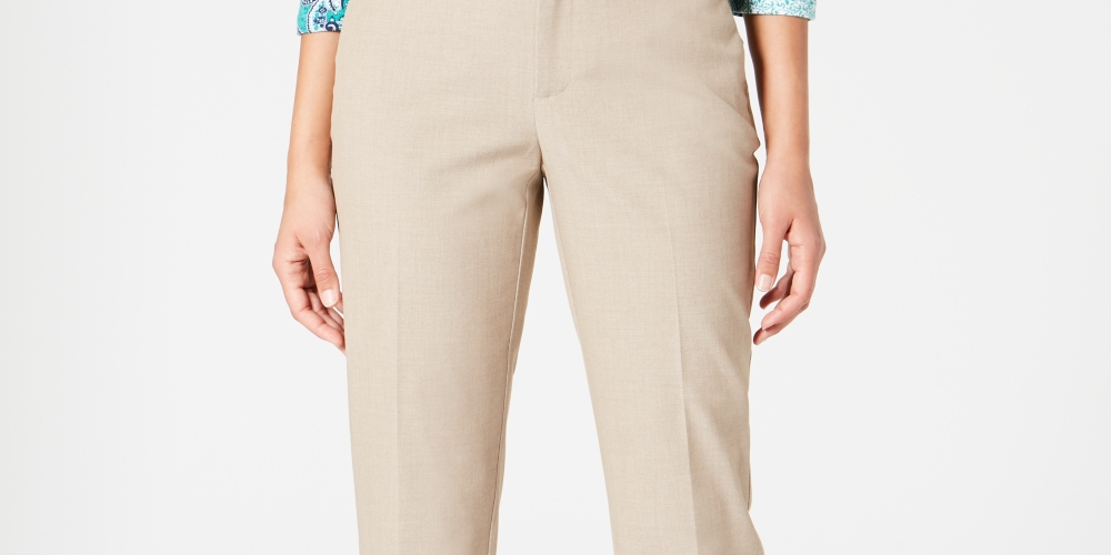 Calça feminina Charter Club Slim Leg Ankle, bege, tamanho 14 Petite