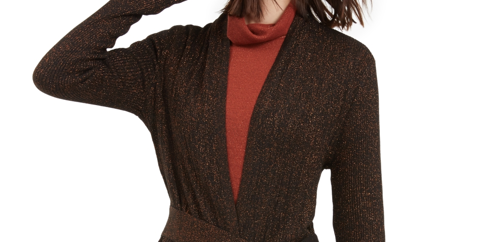Cardigan metálico feminino INC International Concepts marrom tamanho X-Large
