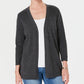 Karen Scott Cardigan Feminino Frente Aberta Cinza Escuro Tamanho PSM