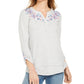 Blusa bordada feminina Style &amp; Co, cinza, tamanho pequeno