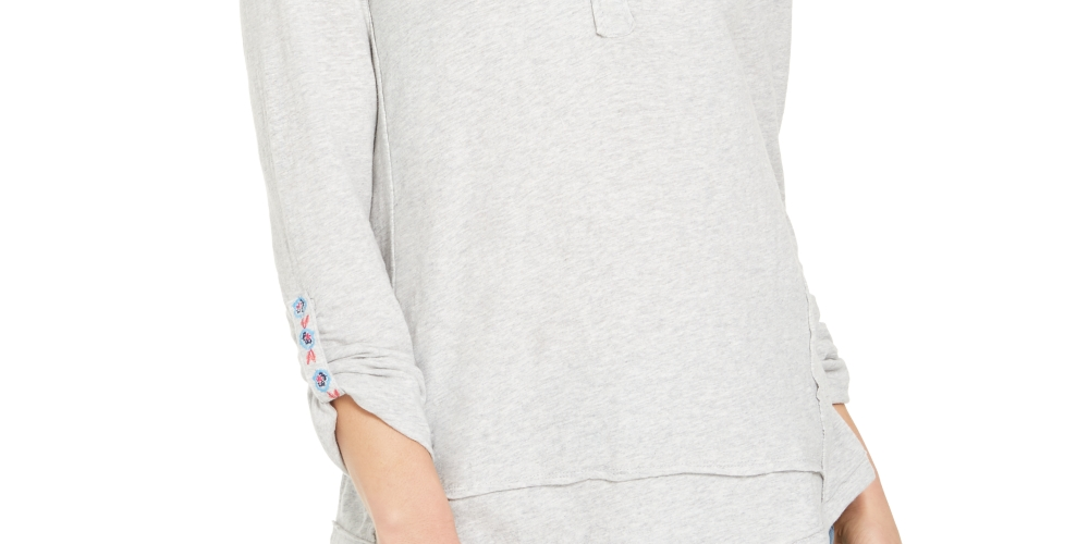 Blusa bordada feminina Style &amp; Co, cinza, tamanho pequeno