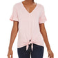Blusa feminina estilo &amp; co com mangas bufantes e amarração frontal, rosa, tamanho extrapequeno