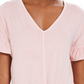 Blusa feminina estilo &amp; co com mangas bufantes e amarração frontal, rosa, tamanho extrapequeno