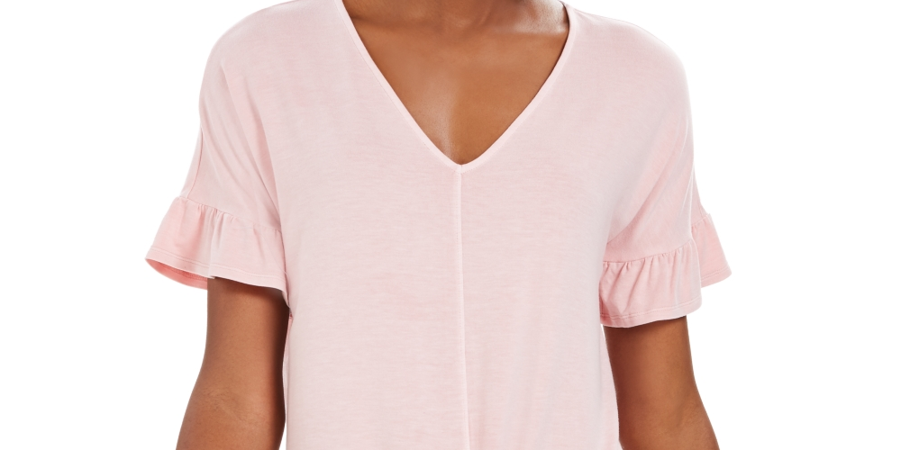 Blusa feminina estilo &amp; co com mangas bufantes e amarração frontal, rosa, tamanho extrapequeno