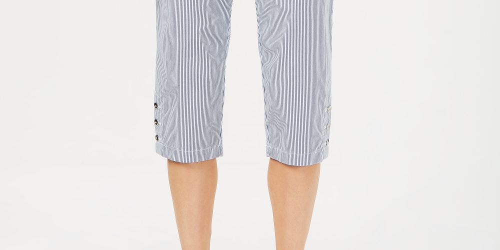 Calça Capri Listrada Feminina Karen Scott Azul Tamanho 6