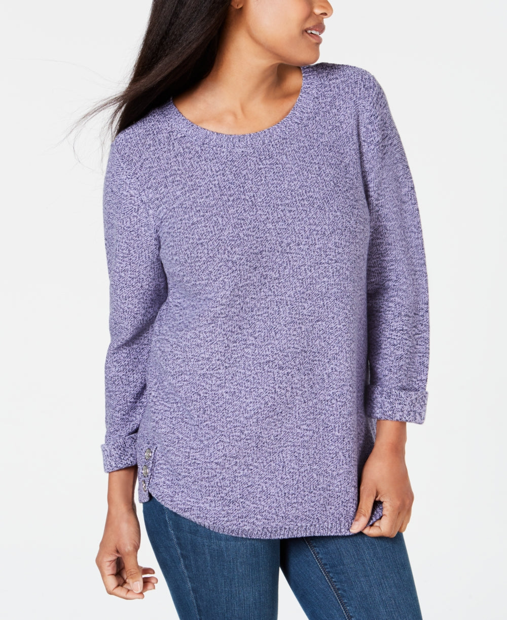 Karen Scott Suéter Feminino de Algodão Marmorizado Roxo Tamanho XS