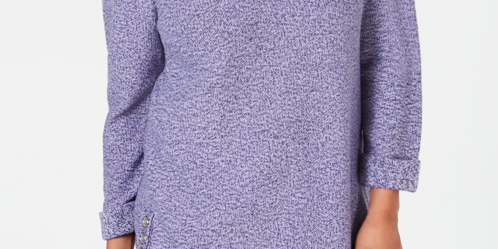 Karen Scott Suéter Feminino de Algodão Marmorizado Roxo Tamanho XS