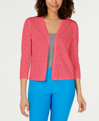 Cardigan feminino Pointelle Completer da Charter Club, rosa, tamanho pequeno