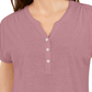 Blusa Henley de Linho e Manga Dolman Feminina Style &amp; Co Roxa Tamanho Grande