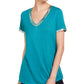 Camiseta feminina com acabamento metálico da INC International Concepts, verde, tamanho X-S