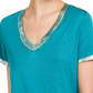 Camiseta feminina com acabamento metálico da INC International Concepts, verde, tamanho X-S