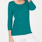 Karen Scott Blusa Feminina de Algodão com Decote Redondo Azul Tamanho Pequeno Médio