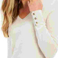 Camiseta feminina com decote em V e punho mesclado Charter Club, bege, tamanho extragrande