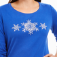 Blusa feminina Karen Scott de algodão com glitter e floco de neve, azul, tamanho médio