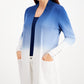 Cardigan feminino com acabamento em botões e tingimento por imersão JM Collection, azul, tamanho X-S