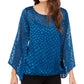 Blusa feminina Alfani com estampa de pele de cobra e bolhas, tamanho azul - Petite G